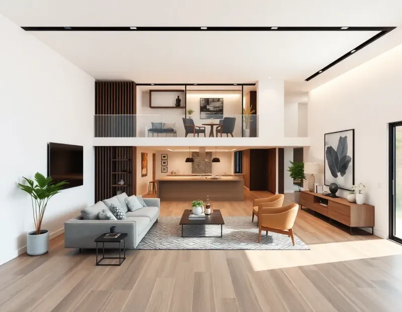 SmartDraw floor plan example showing a modern home layout with furniture