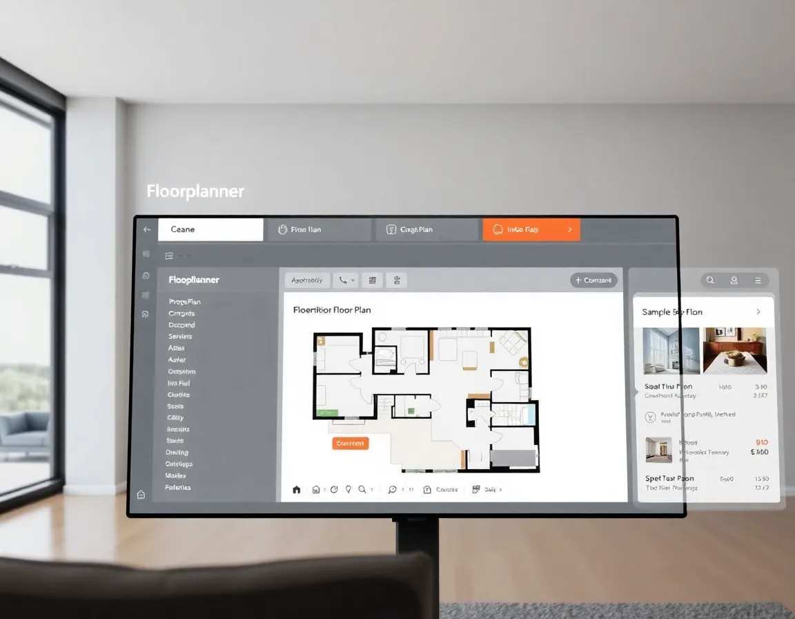 Floorplanner dashboard showing a sample floor plan being created