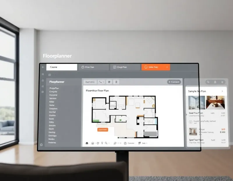 Floorplanner dashboard showing a sample floor plan being created