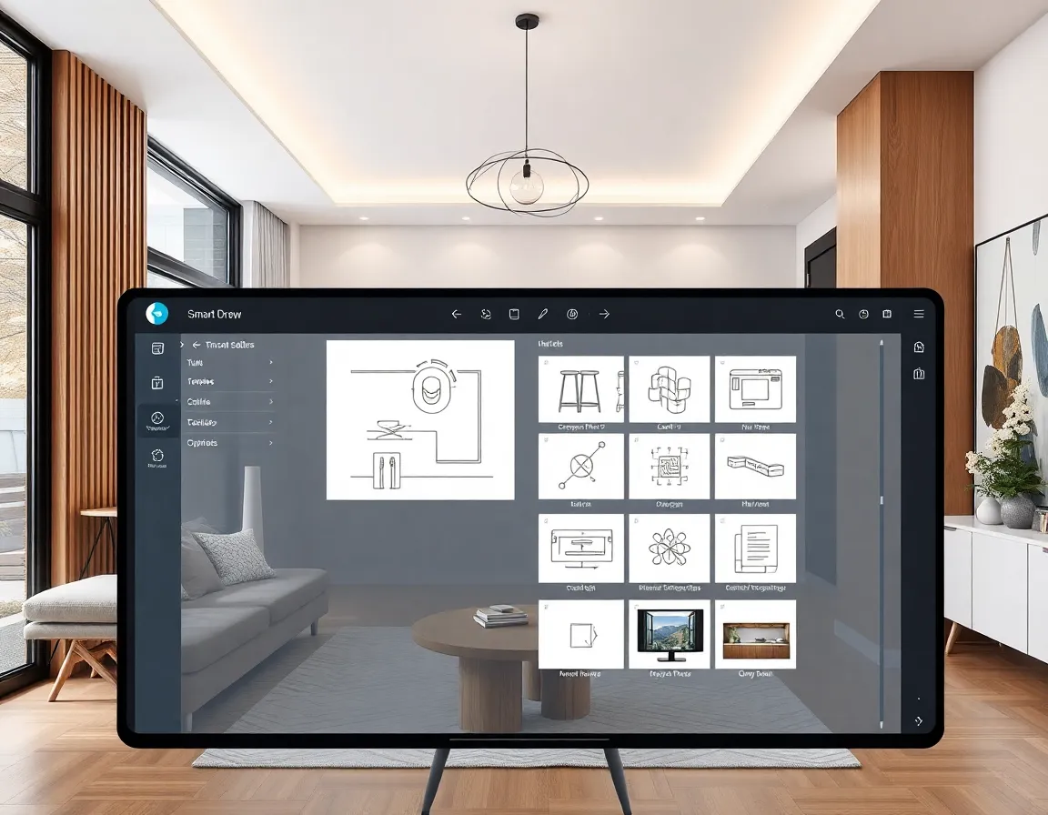 Smart Draw interface showing diagram creation with various templates and tools