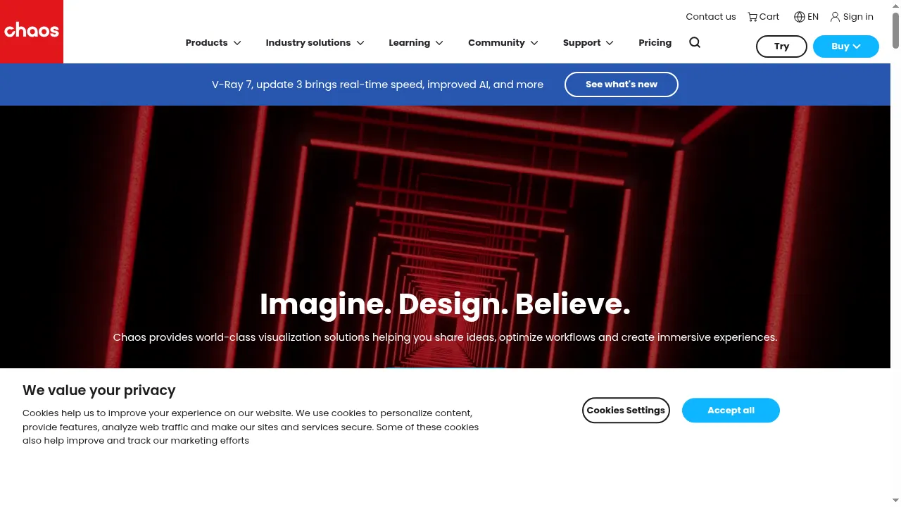 Enscape homepage showing the real-time architectural rendering plugin for Revit and other BIM tools