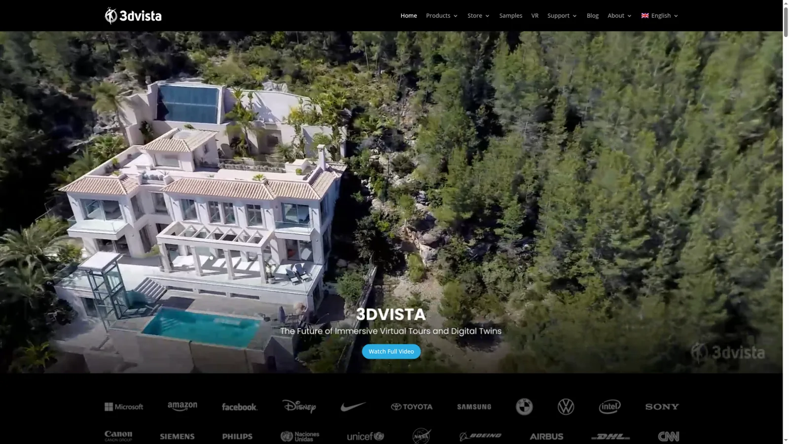 3DVista homepage showcasing the professional 360 virtual tour authoring software